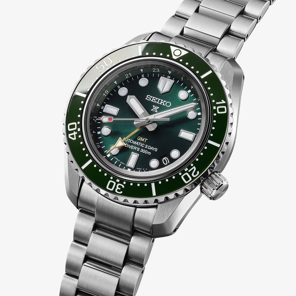 Seiko Mens Prospex Diver 1968 Heritage GMT Green Dial Watch HBC001J1