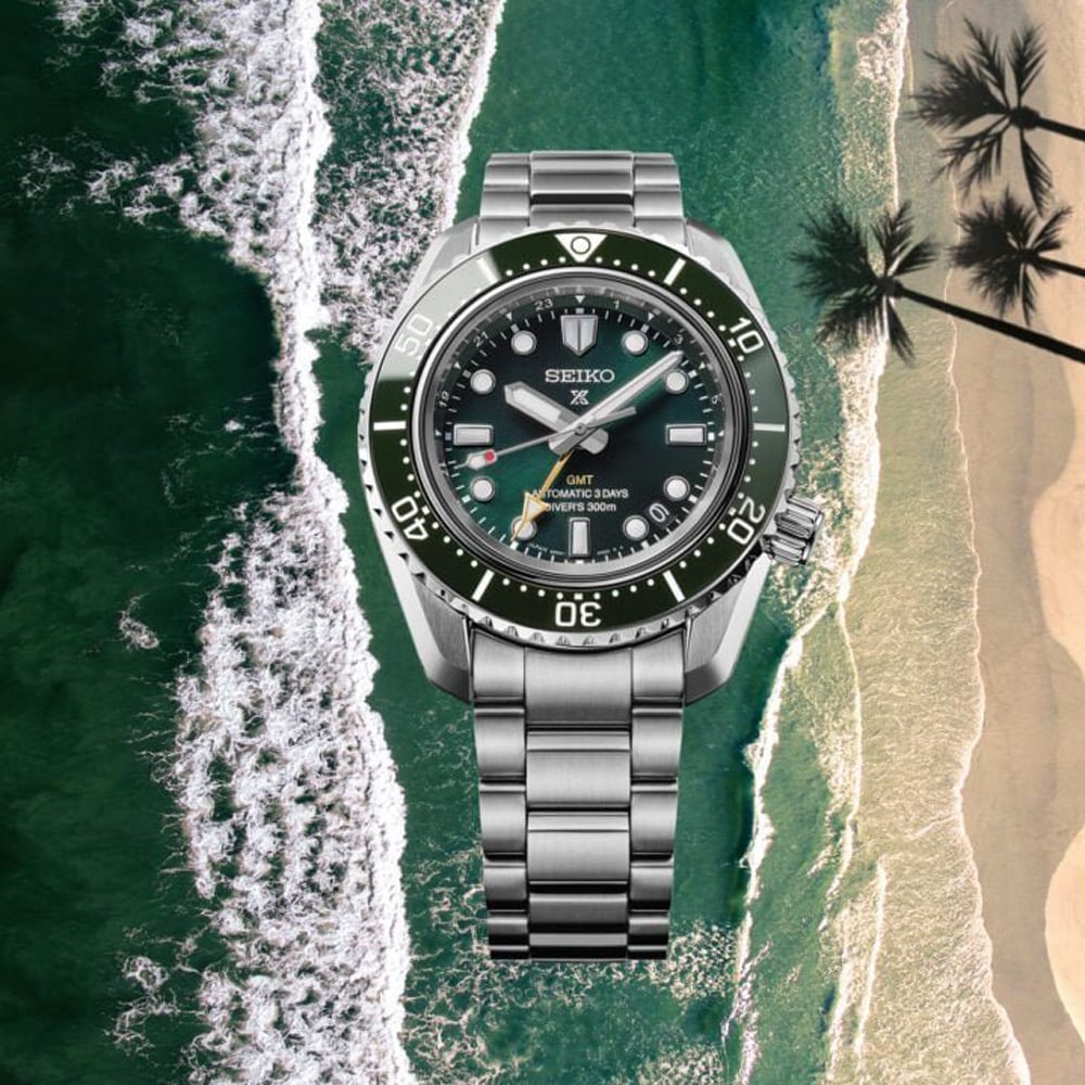 Seiko Mens Prospex Diver 1968 Heritage GMT Green Dial Watch HBC001J1