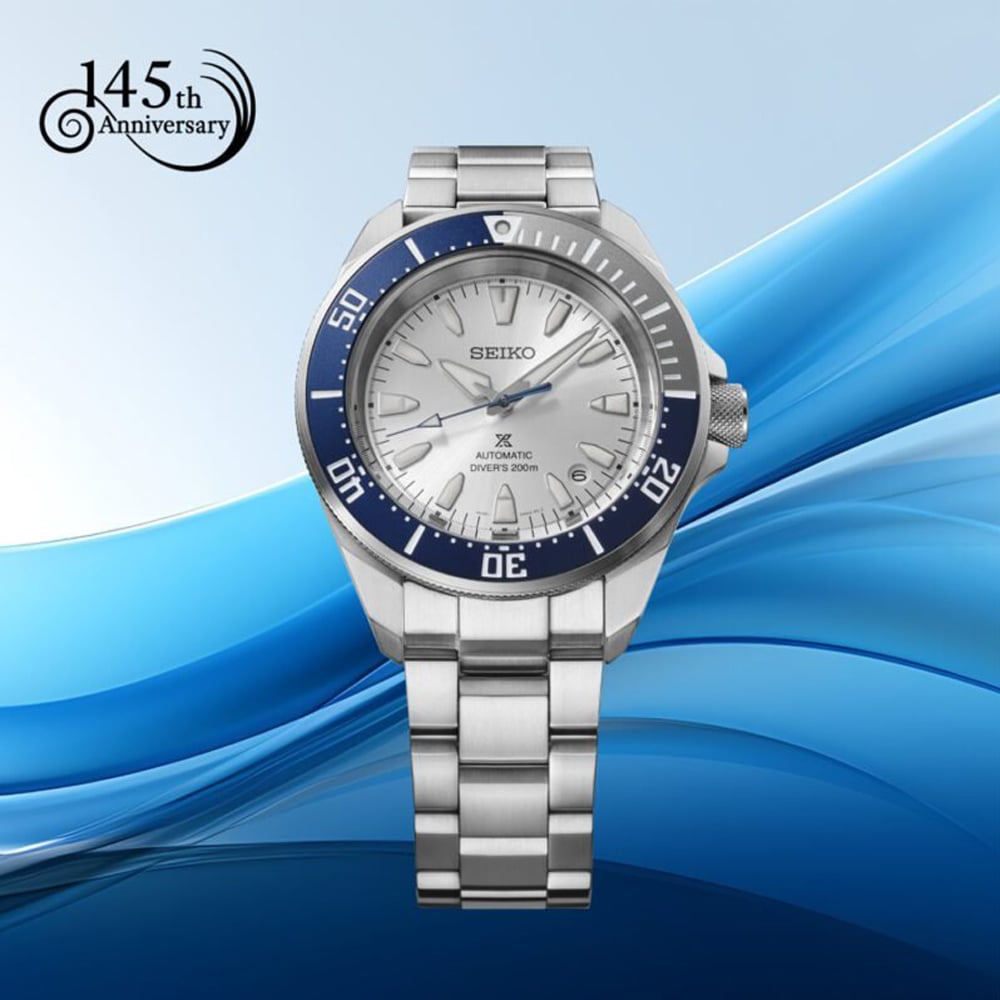 Seiko Mens Limited Edition 145th Anniversary Prospex Diver 'Samurai' Silver Dial Watch HBB001K1