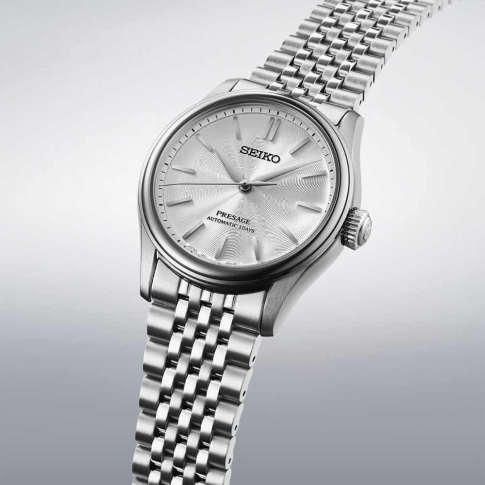 Seiko Mens Presage Classic Series Shironeri White Dial Bracelet Watch HCC001J1