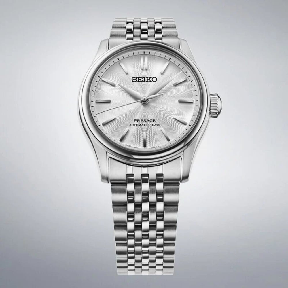 Seiko Mens Presage Classic Series Shironeri White Dial Bracelet Watch HCC001J1