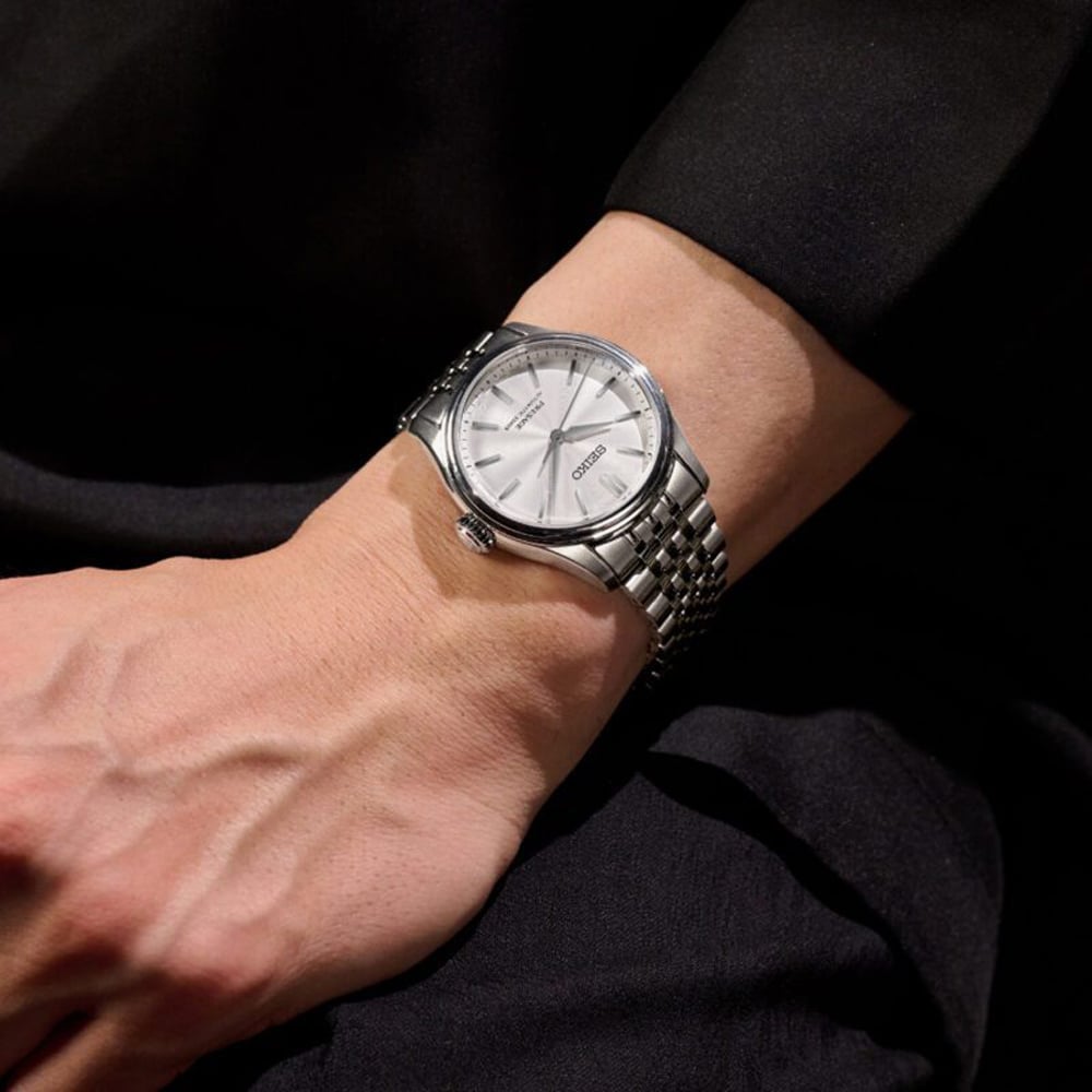 Seiko Mens Presage Classic Series Shironeri White Dial Bracelet Watch HCC001J1