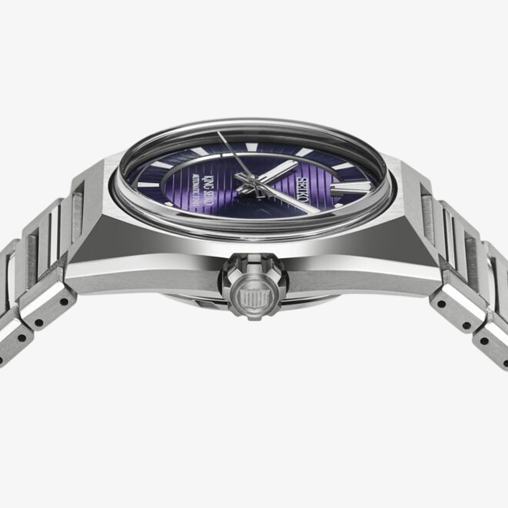 Seiko Mens King Seiko VANAC 'Tokyo Highway' Purple Dial Titanium Bracelet Watch HKF001J1