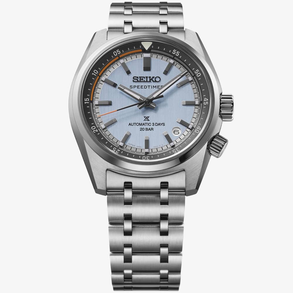 Seiko Mens Prospex 'Heritage Motoring' Countdown Speedtimer Powder Blue Dial Bracelet Watch HBC003J1