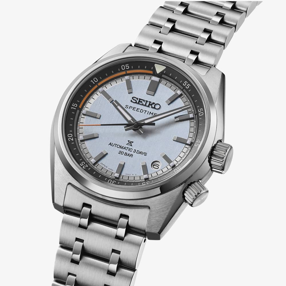 Seiko Mens Prospex 'Heritage Motoring' Countdown Speedtimer Powder Blue Dial Bracelet Watch HBC003J1