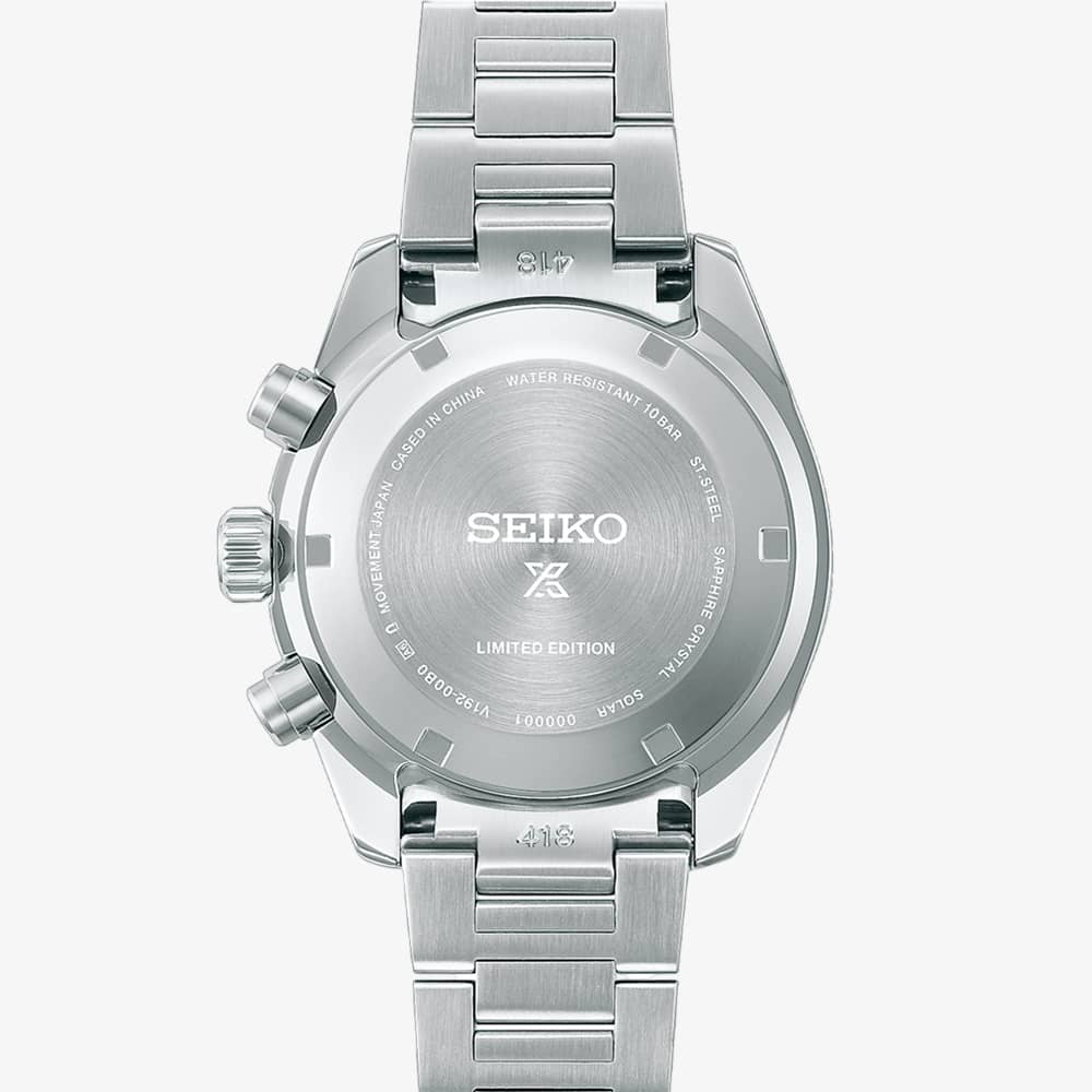 Seiko Mens Limited Edition Prospex Speedtimer 145th Anniversary Solar Chronograph Purple Dial Bracelet Watch HBJ005P1