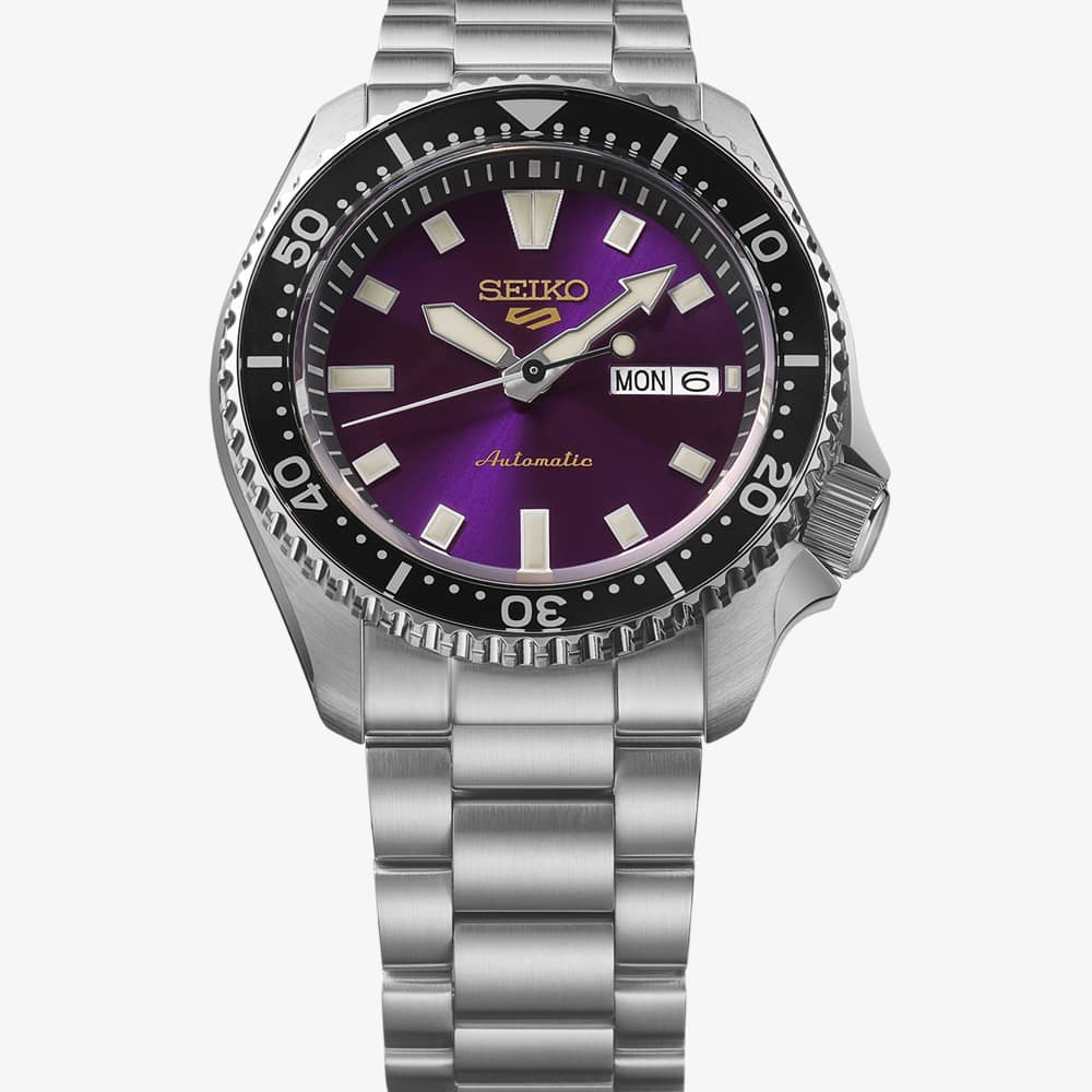 Seiko Mens Limited Edition 5 Sports SKX 145th Anniversary Purple Dial Bracelet Watch HDB003K1