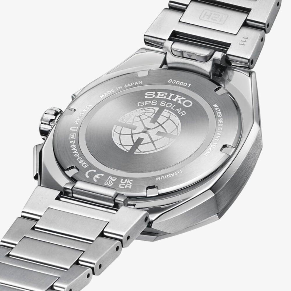 Seiko Mens Astron Tesselate GPS Solar Black Dial Titanium Bracelet Watch HAB002J1
