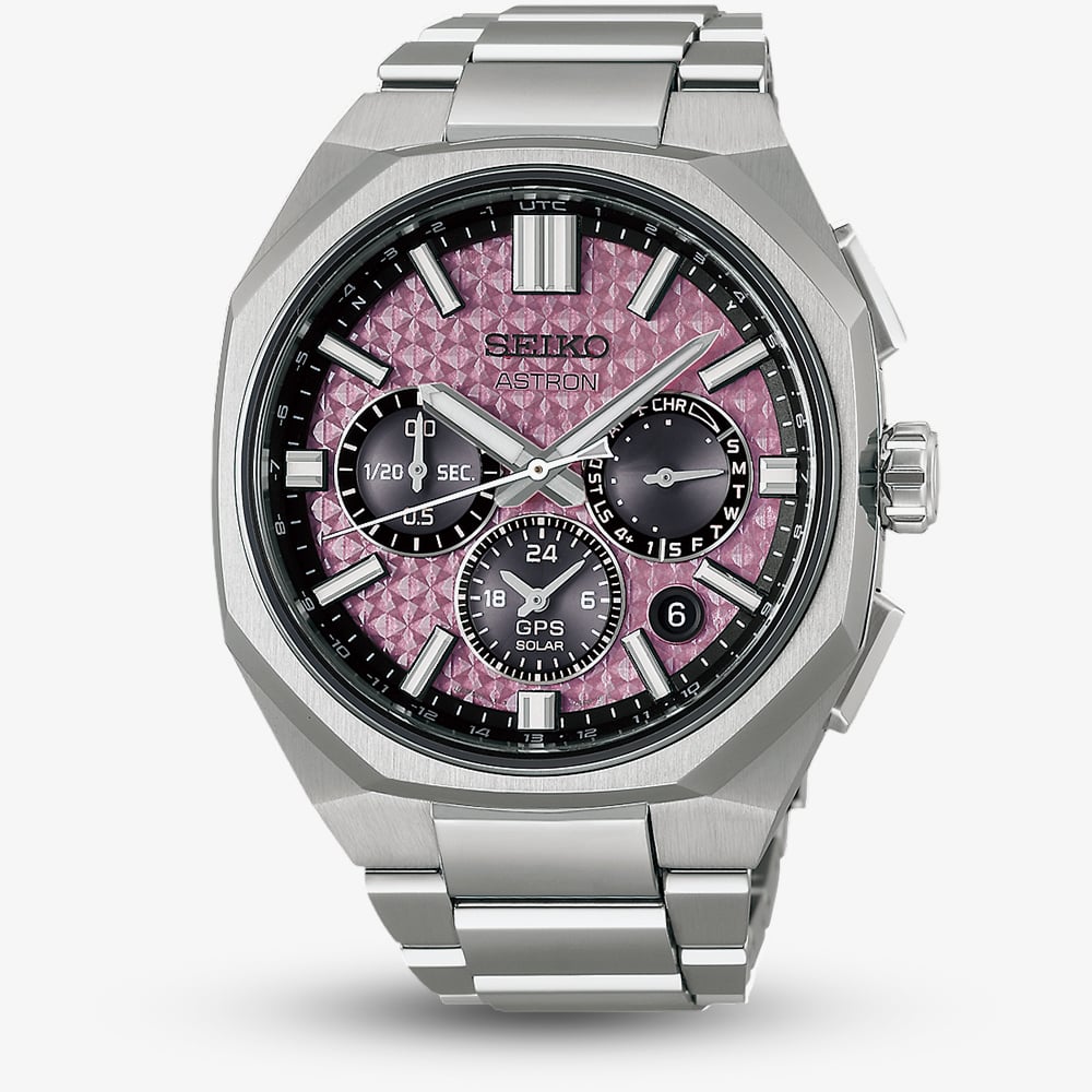 Seiko Mens Limited Edition Astron GPS Solar 2026 Pink Dial Bracelet Watch HAB006J1
