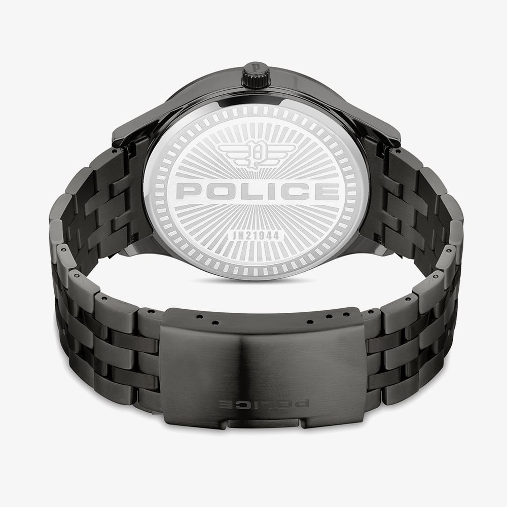 Police Mens Laser Pink Dial Black Stainless Steel Watch PEWJH2194402