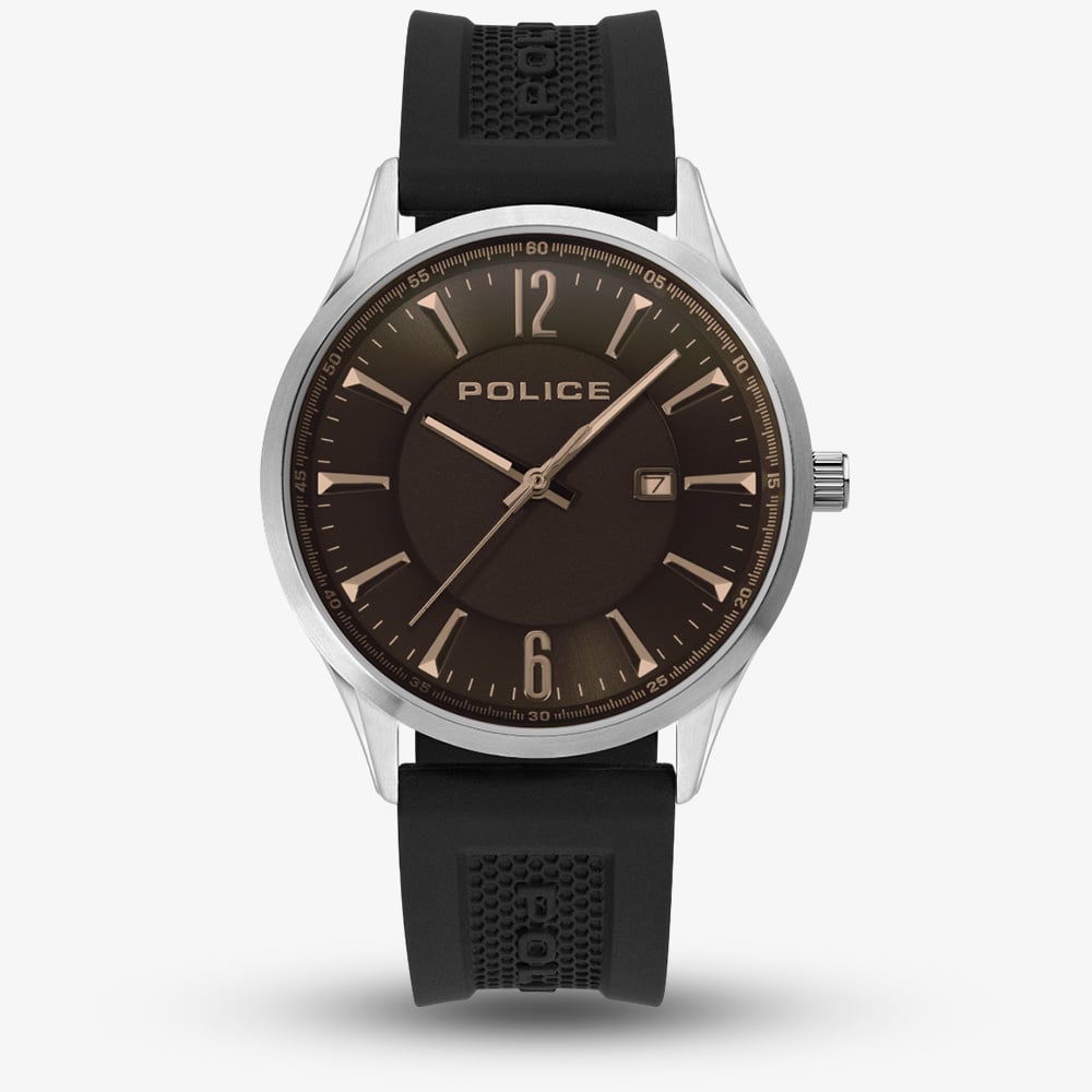 House of Watches - Police Mens Laser Brown Dial Black Plastric Strap Watch PEWJN2194401