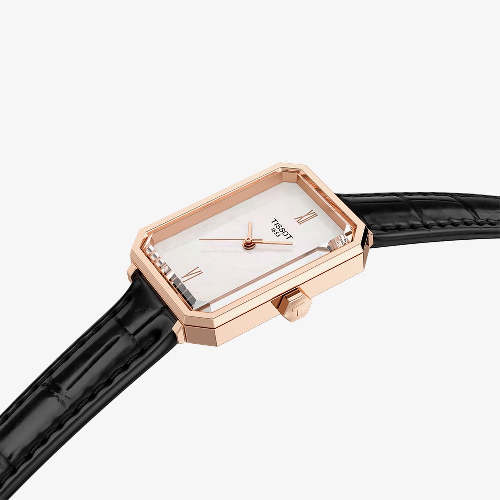 Tissot Ladies SRV Mother Of Pearl Dial Black Leather Strap Watch T160.110.36.113.00