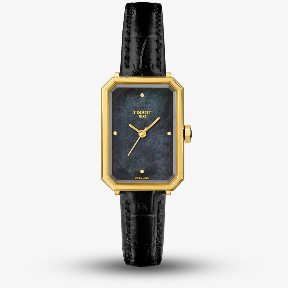 House of Watches - Tissot Ladies SRV Black Mother Of Pearl Dial Leather Strap Watch T160.110.36.126.00