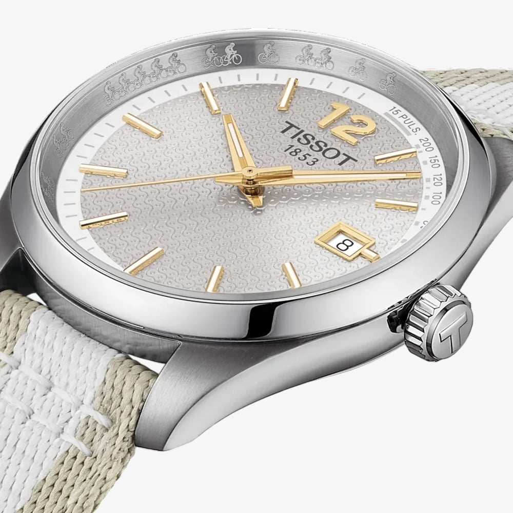 Tissot Ladies PR100 Grey Dial Two Colour Fabric Strap Watch T150.210.17.037.00