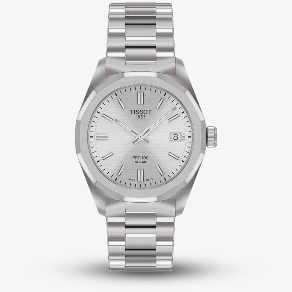 Tissot PRC 100 Solar 34mm Women's Watch in Silver-Tone Stainless Steel - Image 3