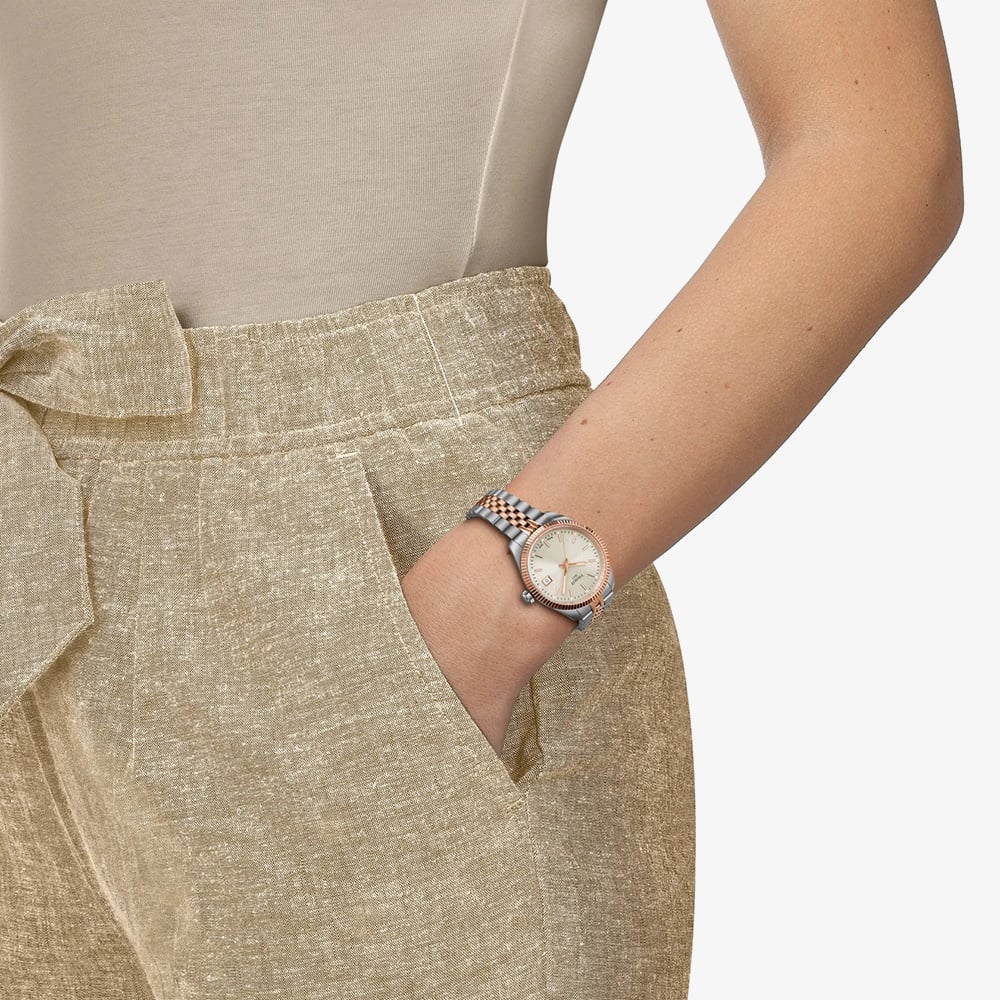 Tissot Ladies Ballade Two Tone Grey Rose Gold Bracelet Watch T156.210.22.031.01