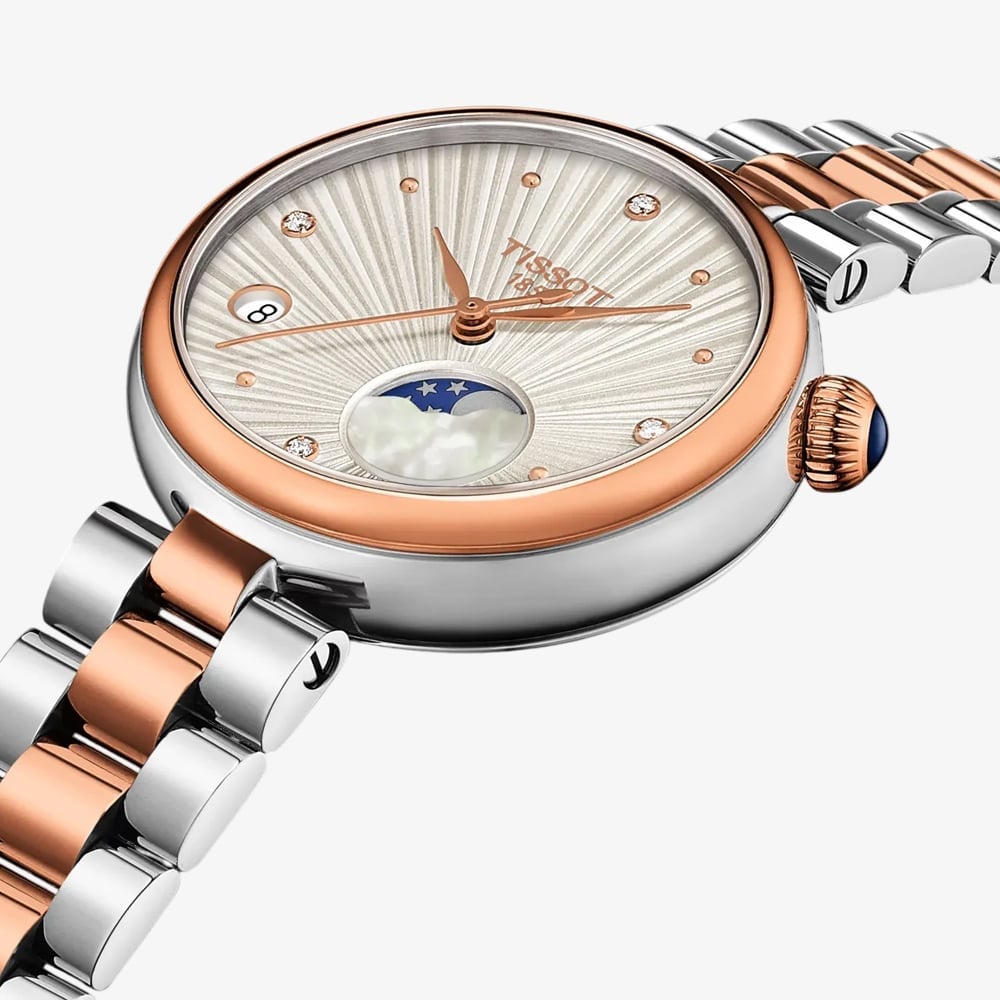 Tissot Ladies Desir Silver Moonphase Dial Two Tone Stainless Steel Bracelet Watch T152.223.22.036.00
