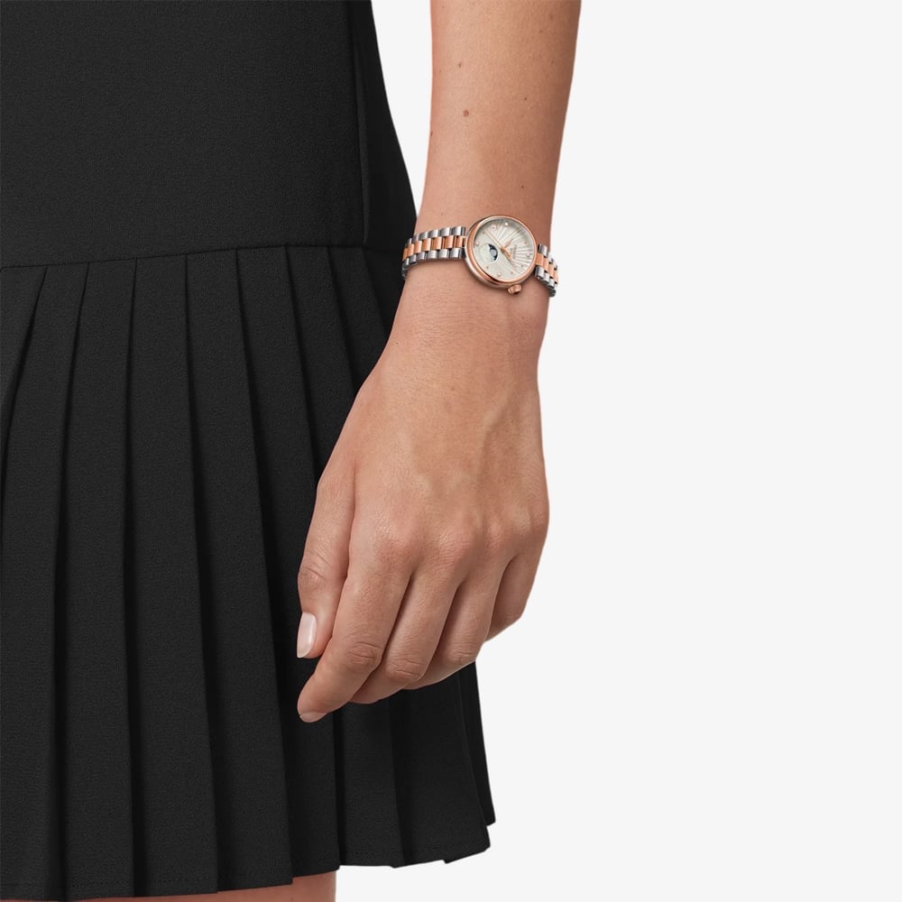 Tissot Ladies Desir Silver Moonphase Dial Two Tone Stainless Steel Bracelet Watch T152.223.22.036.00