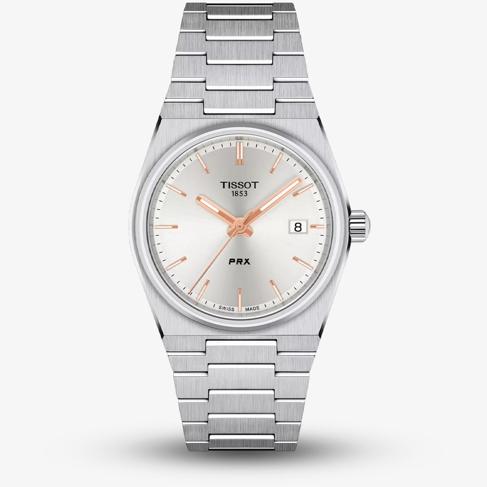 House of Watches - Tissot PRX 35mm Silver & Rose Gold Hour Marker Watch T137.210.11.031.00
