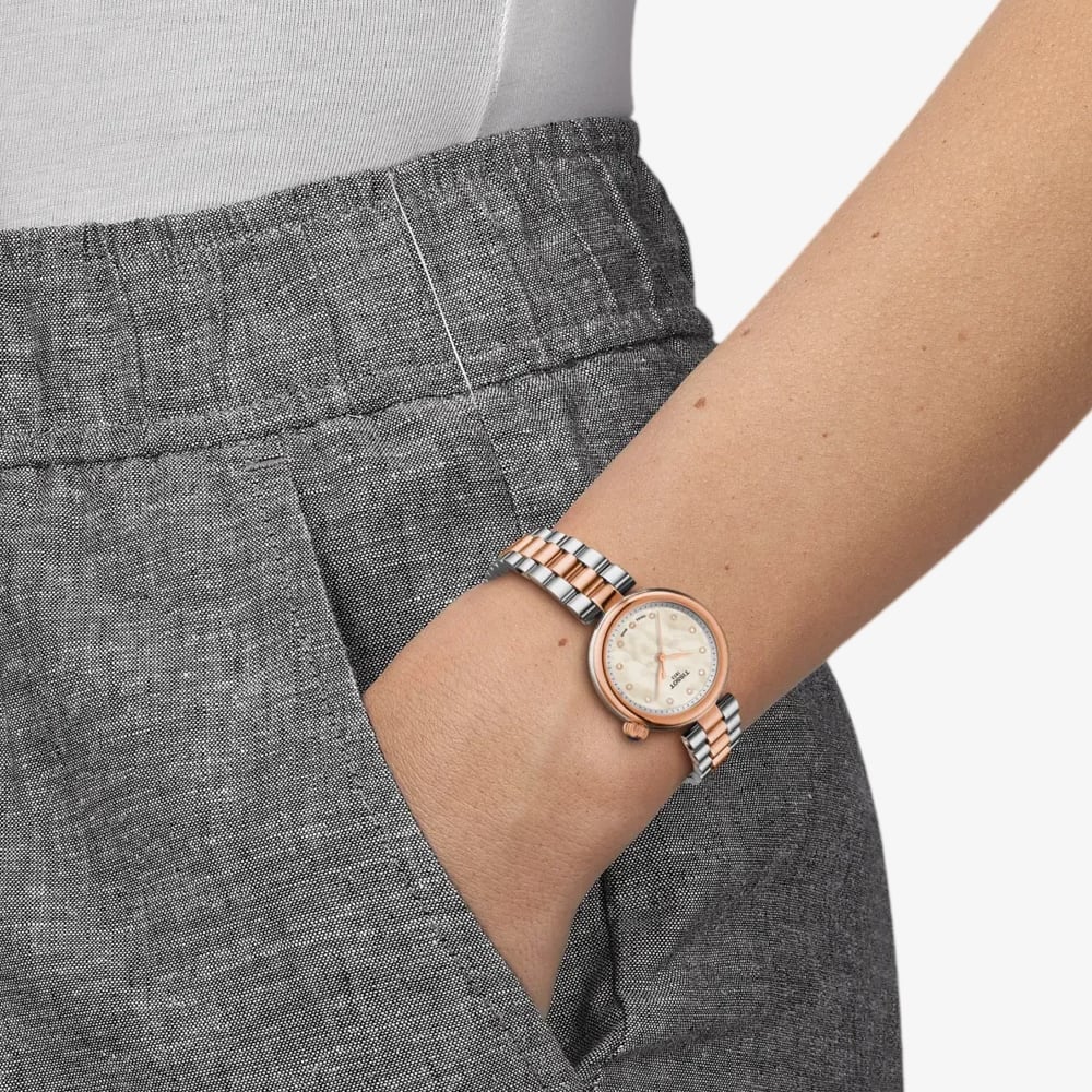 Tissot Ladies Desir White Mother Of Pearl Dial Two Tone Stainless Steel Bracelet Watch T152.010.22.116.01