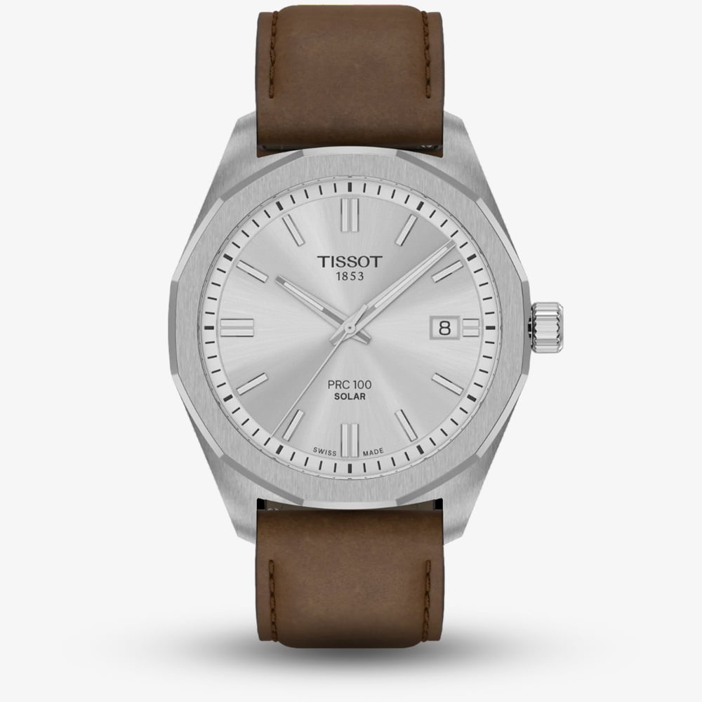 Photos - Wrist Watch TISSOT Mens PRC100 Brown Leather Strap Watch T151.422.16.031.00
