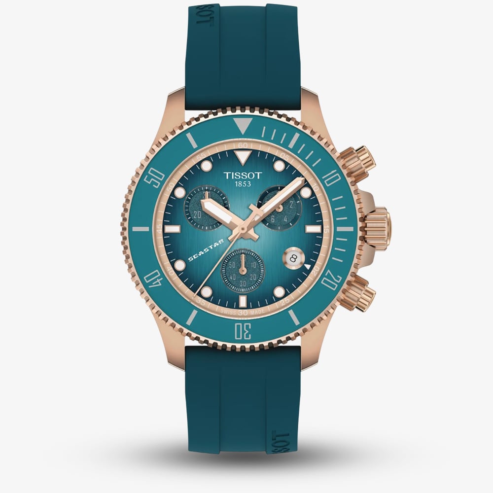 House of Watches - Tissot Ladies Seastar 1000 Turquoise Quartz Chronograph Watch T120.217.37.041.00