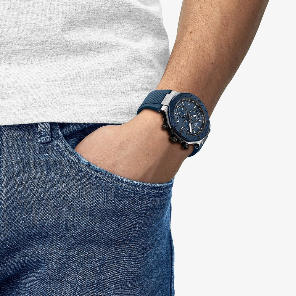 Tissot Mens T-Race 45mm Blue Chronograph Watch T141.417.27.041.00