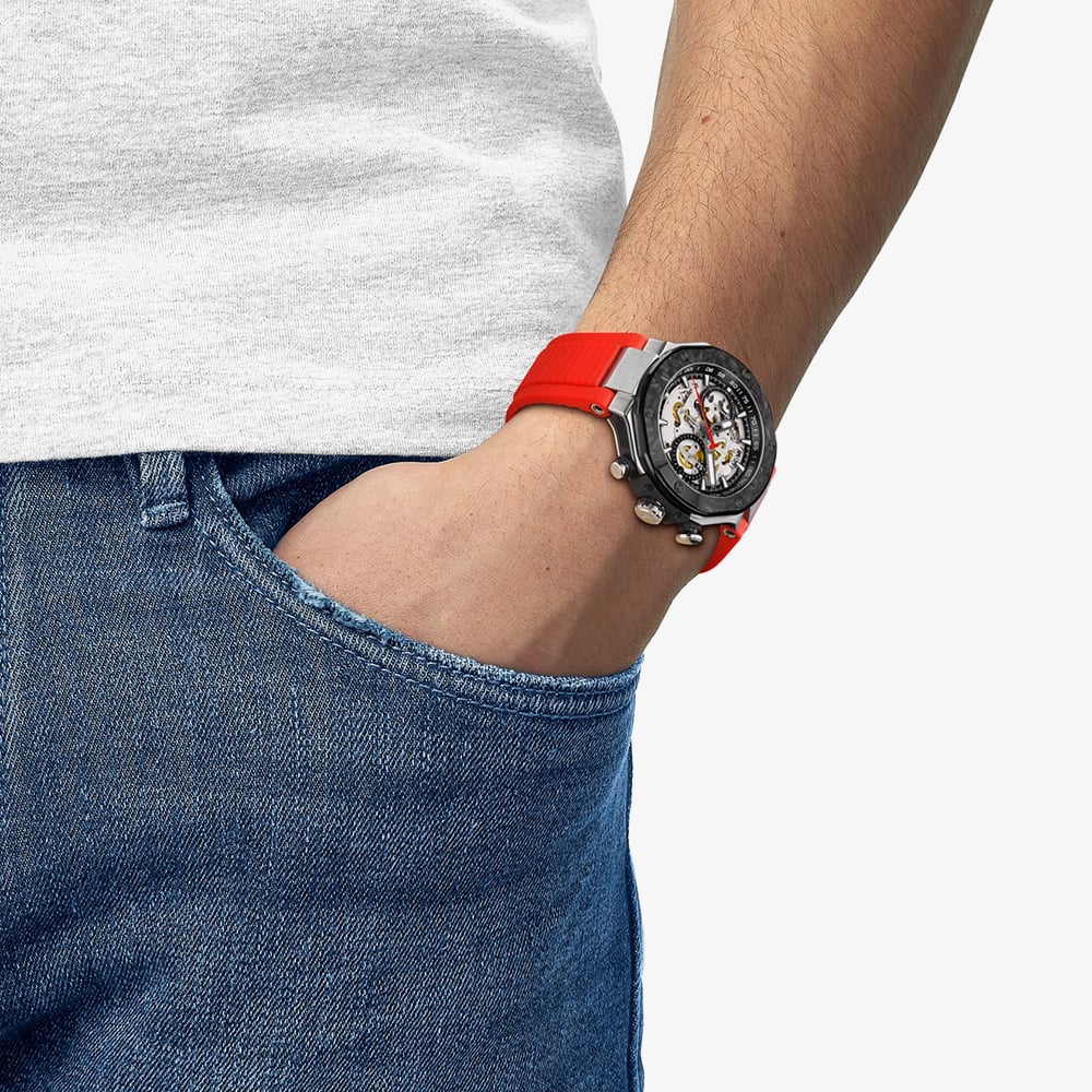 Tissot Mens Limited Edition T-Race MotoGP 2026 Automatic Chronograph Red Rubber Strap Watch T141.462.27.051.00