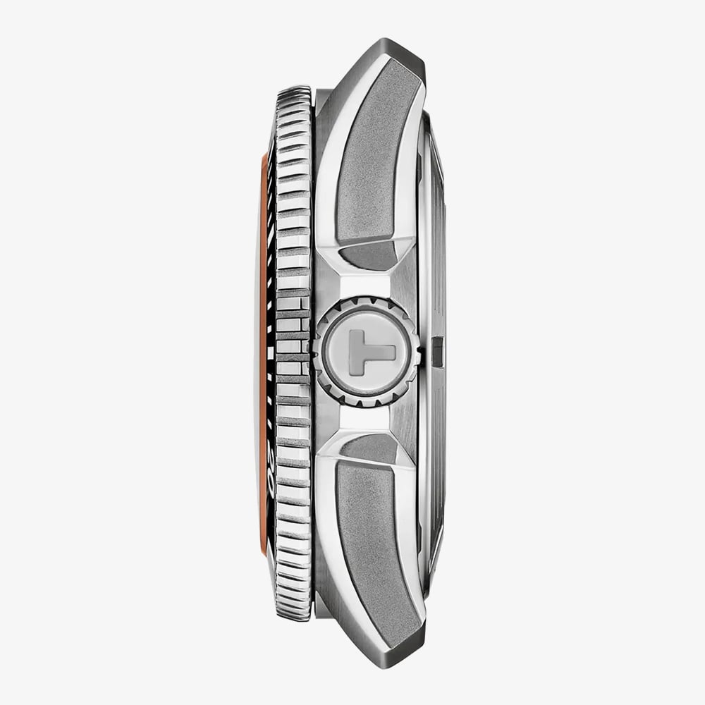 Tissot Mens Seastar 2000 44mm Orange Dial Rubber Strap Watch T120.907.17.281.00