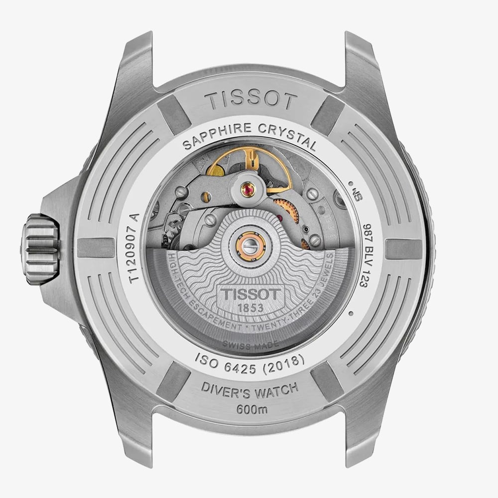 Tissot Mens Seastar 2000 44mm Orange Dial Rubber Strap Watch T120.907.17.281.00