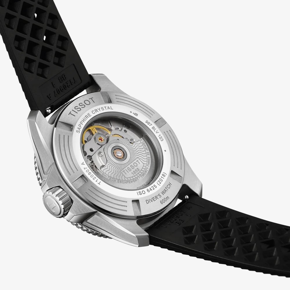 Tissot Mens Seastar 2000 44mm Orange Dial Rubber Strap Watch T120.907.17.281.00