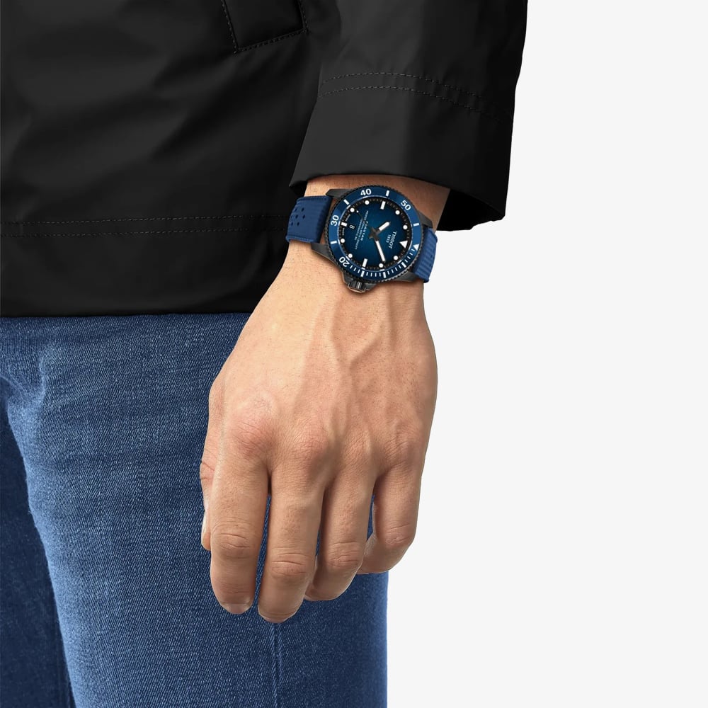 Tissot Mens Seastar 2000 44mm Blue & Black Rubber Strap Watch T120.907.37.041.00