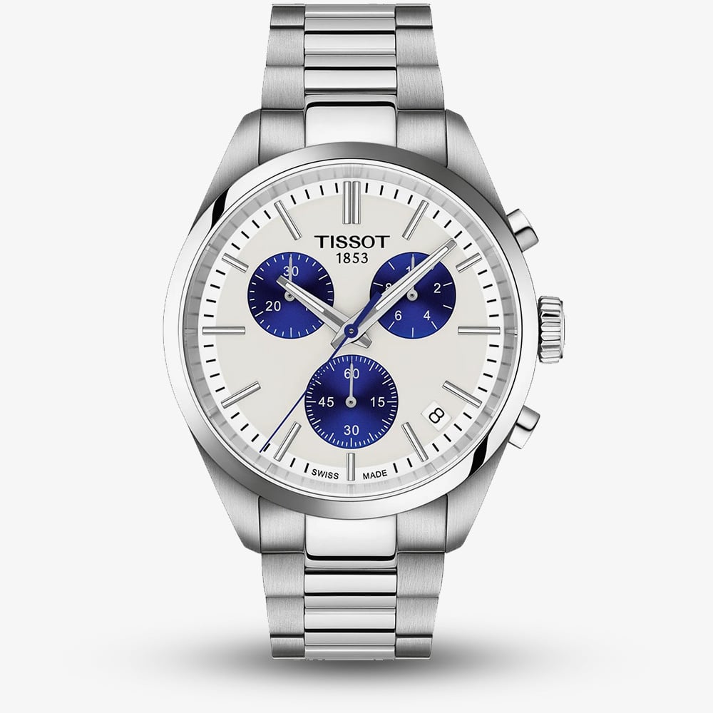 House of Watches - Tissot Mens PR100 White Dial Chronograph Bracelet Watch T150.417.11.011.00