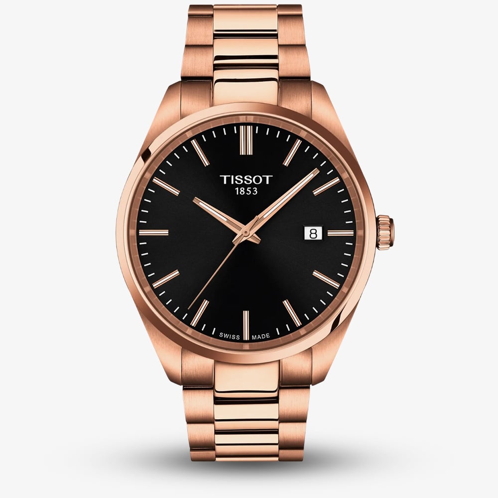 House of Watches - Tissot Mens PR100 Rose Gold Black Dial Date Watch T150.410.33.051.00
