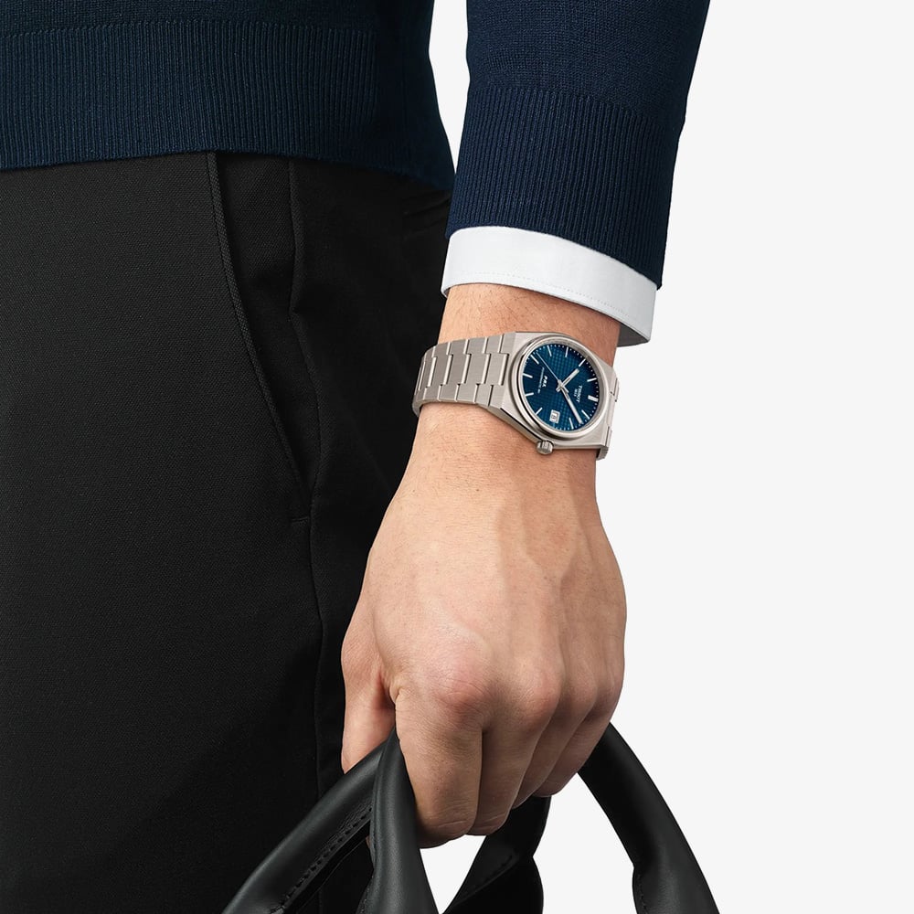 Tissot Mens PRX Blue Dial Titanium Bracelet Watch T137.807.44.041.00