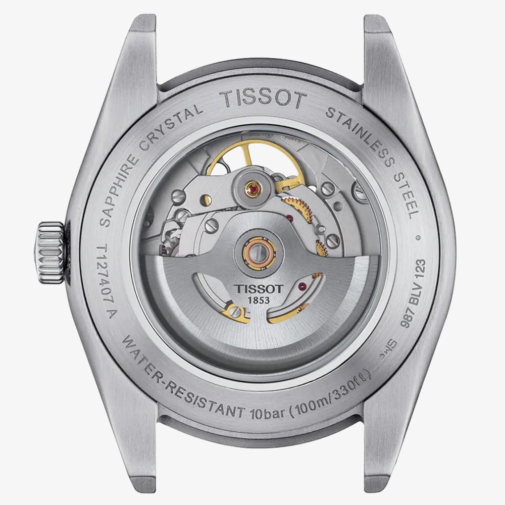 Tissot Mens Gentleman Open Heart Skeleton Blue Bracelet Watch T127.407.11.041.01