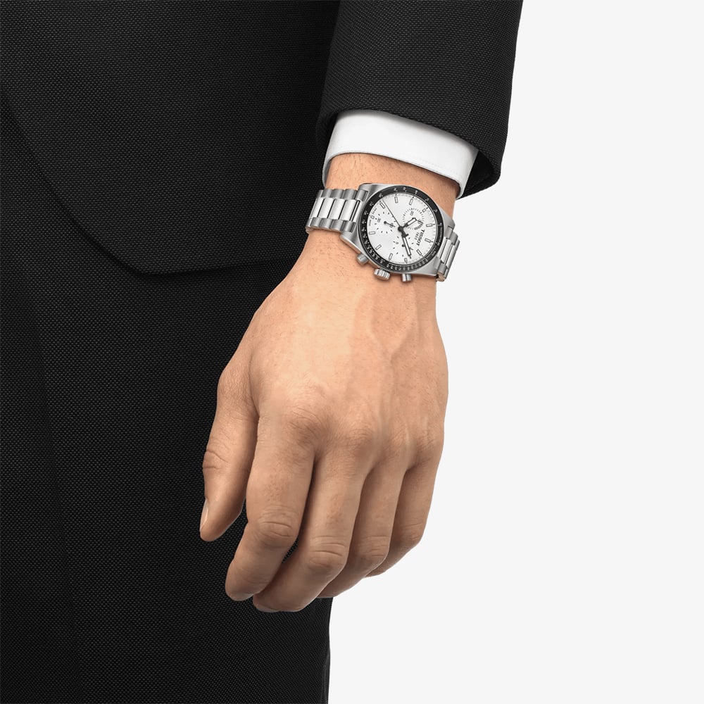 Tissot Mens PR516 40mm Chronograph White Bracelet Watch T149.417.11.011.00