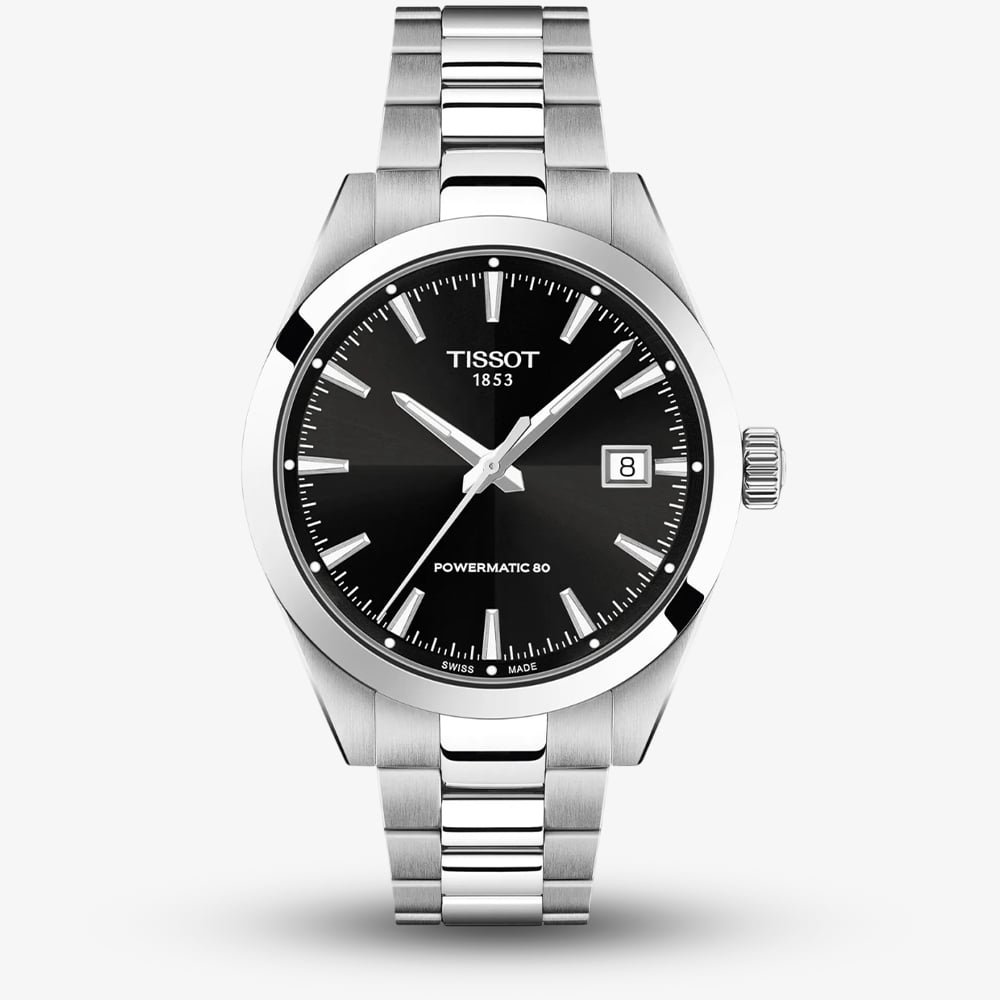 House of Watches - Tissot Mens Gentleman 38mm Powermatic 80 Black Dial Bracelet Watch T165.807.11.051.00