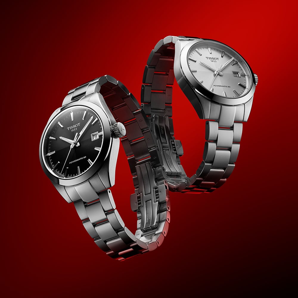 Tissot Mens Gentleman 38mm Powermatic 80 Black Dial Bracelet Watch T165.807.11.051.00