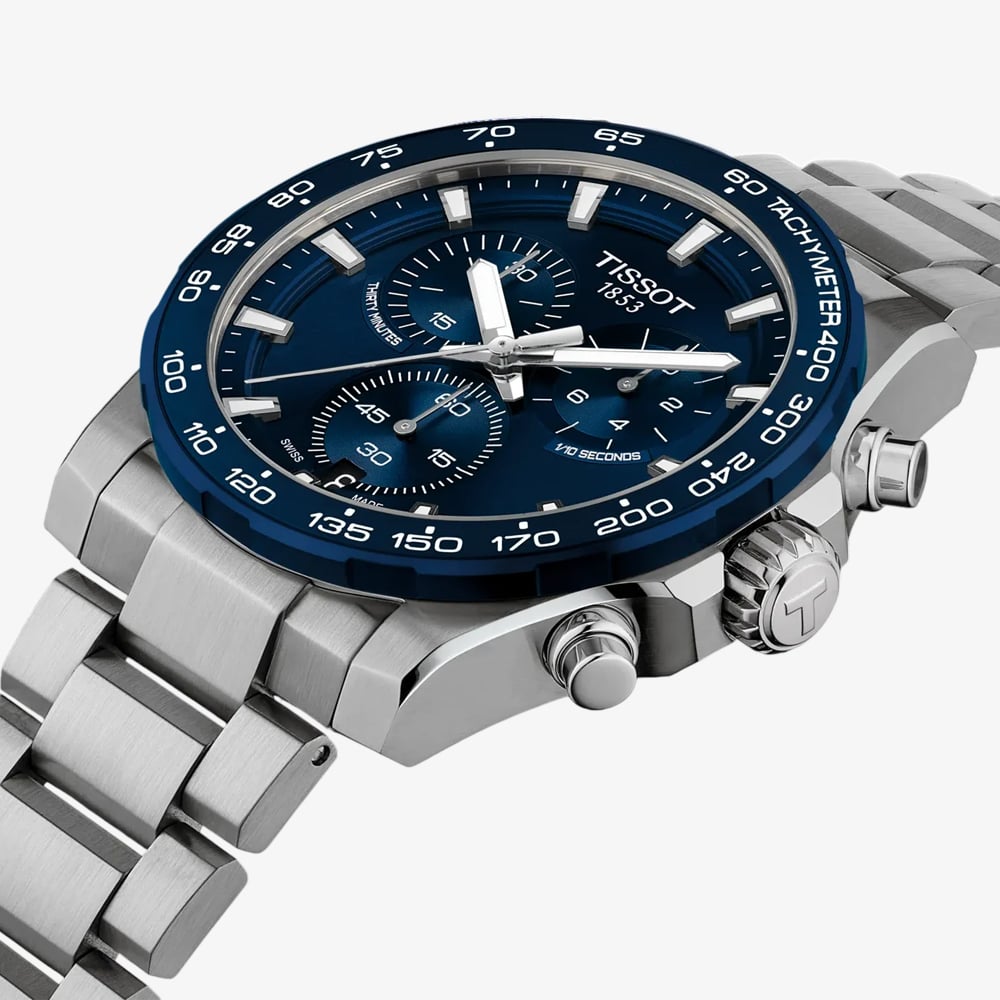 Tissot Mens SuperSport Blue Chronograph Dial Stainless Steel Bracelet Watch T125.417.11.041.00
