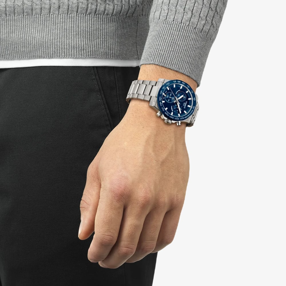 Tissot Mens SuperSport Blue Chronograph Dial Stainless Steel Bracelet Watch T125.417.11.041.00