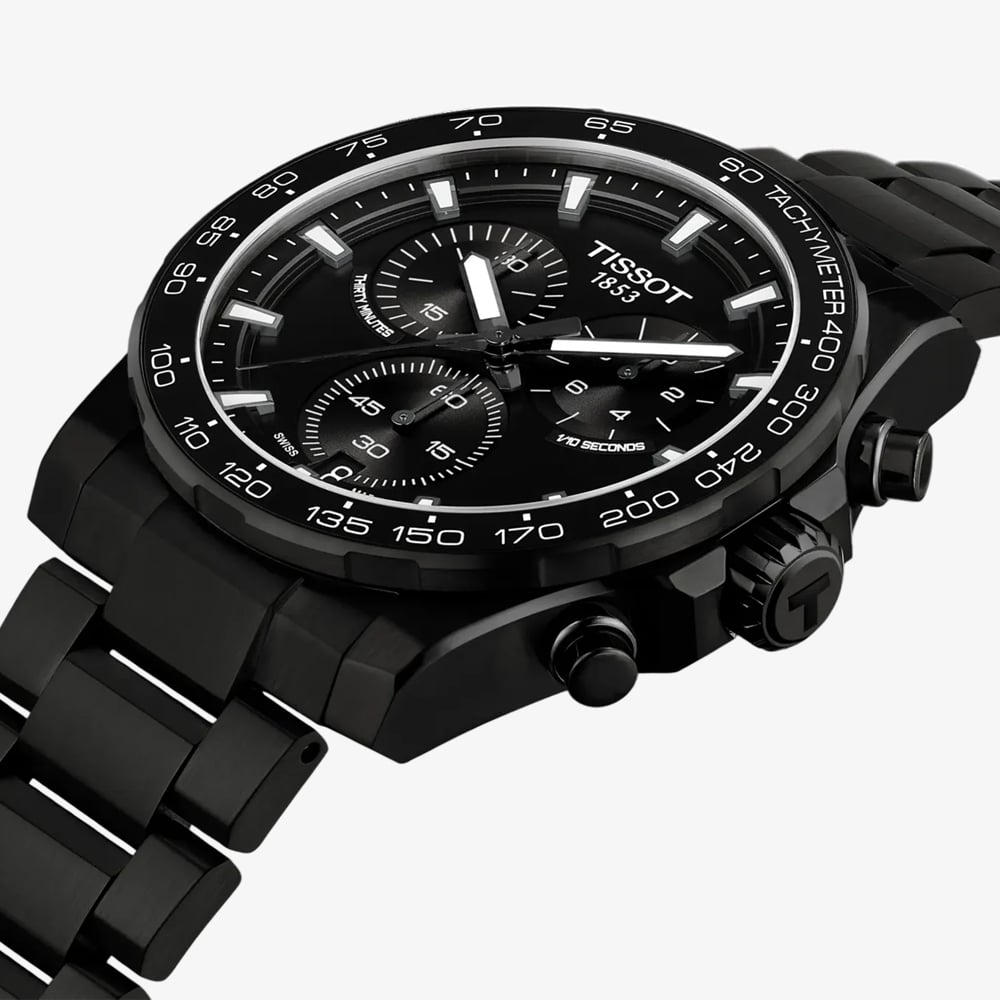 Tissot  Mens SuperSport Black Chronograph Dial Stainless Steel Bracelet Watch T125.417.33.051.00
