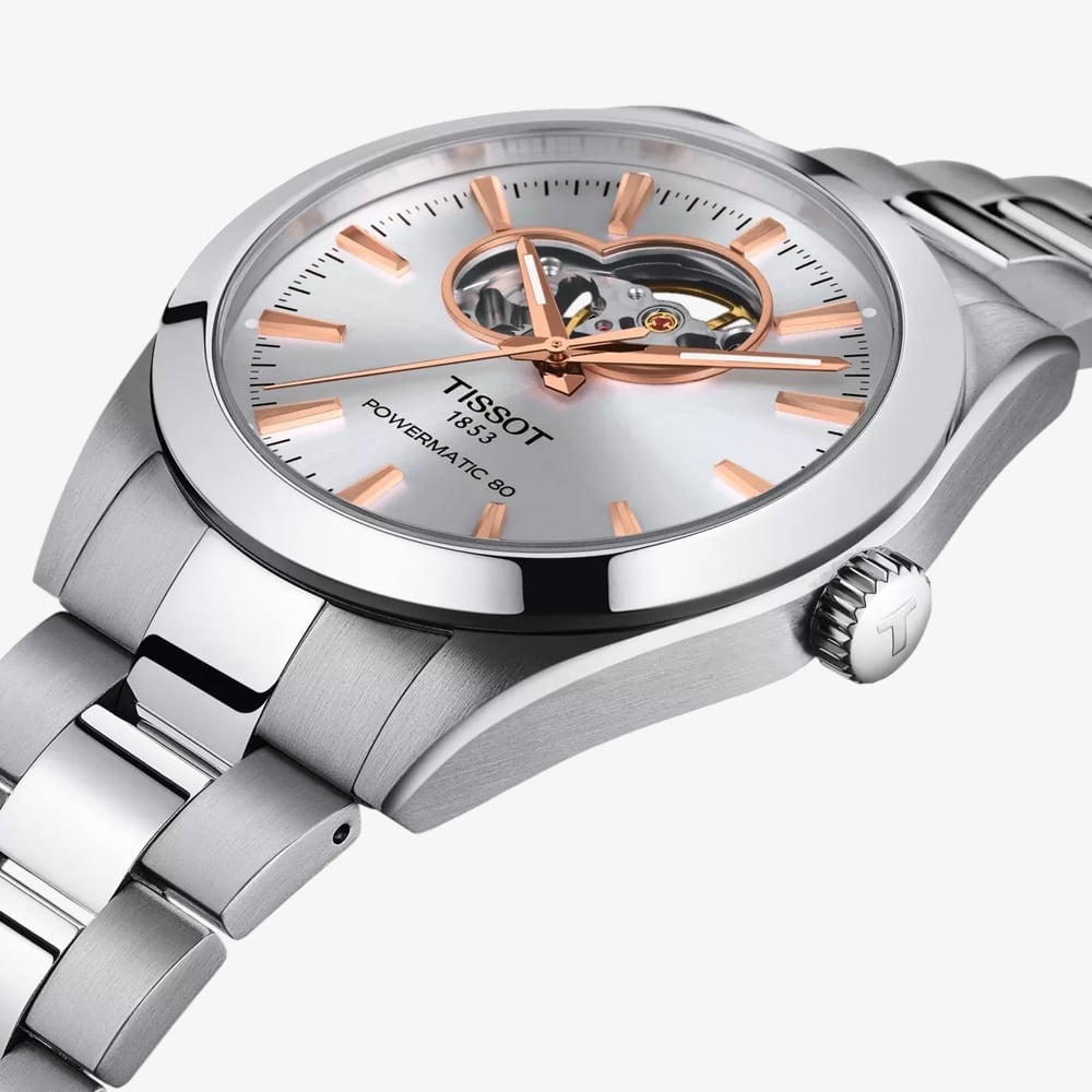 Tissot Gentlemen Silver Open Heart Dial Stainless Steel Bracelet Watch T127.407.11.031.01