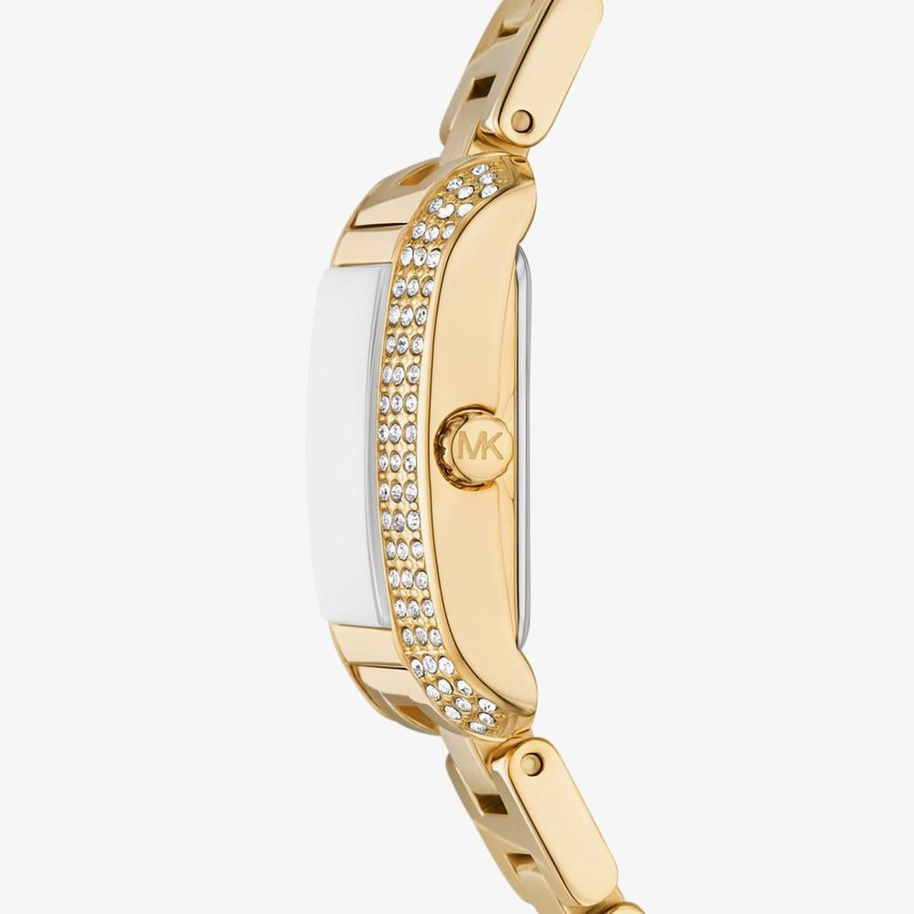 Michael Kors Emery Gold Tone Mother Of Pearl Crystal Pave Watch MK4867