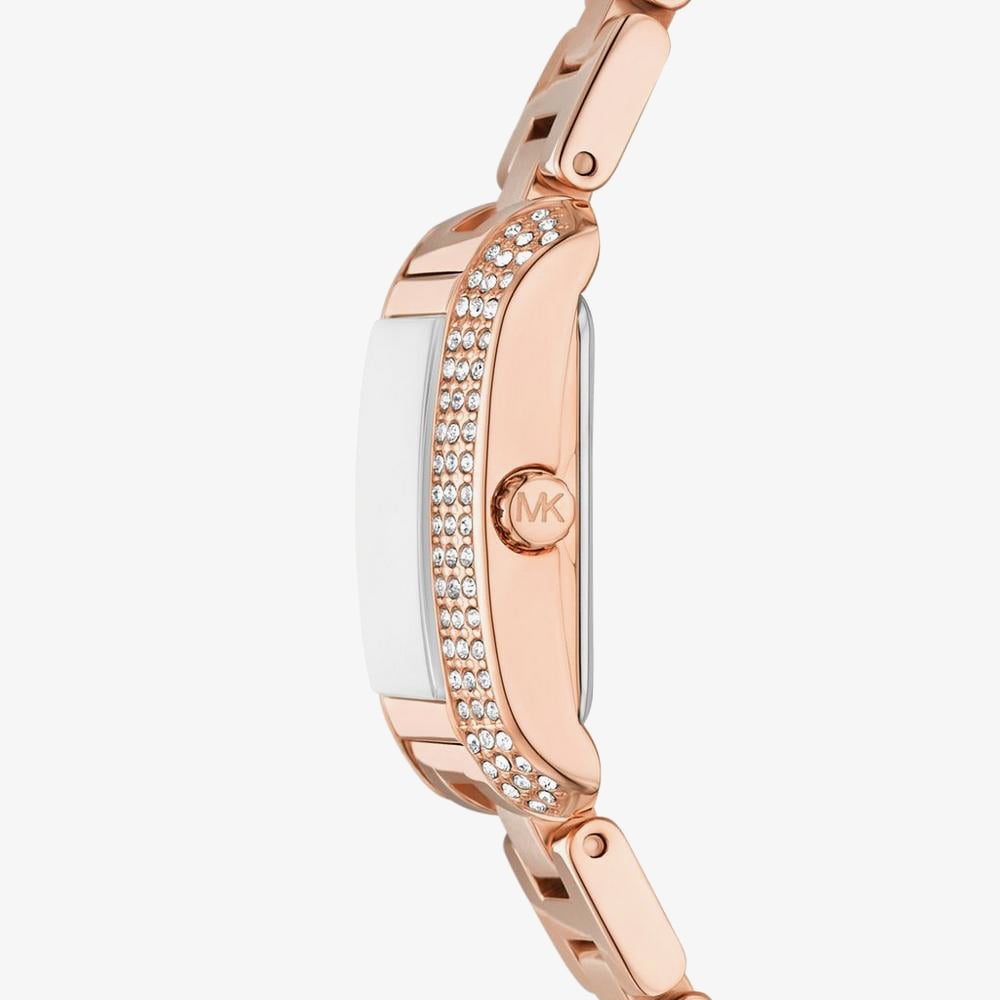 Michael Kors Emery Rose Gold Tone Mother Of Pearl Crystal Watch MK4868