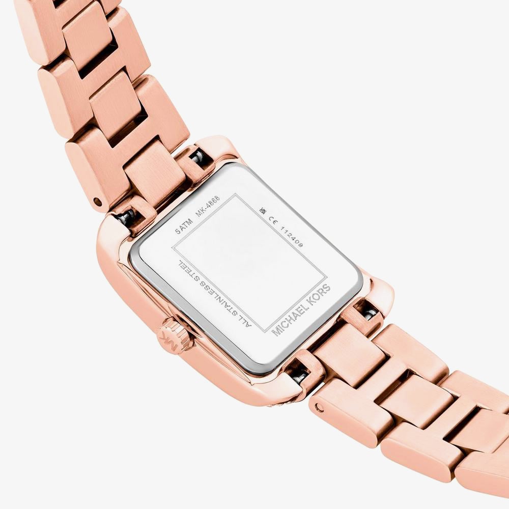 Michael Kors Emery Rose Gold Tone Mother Of Pearl Crystal Watch MK4868