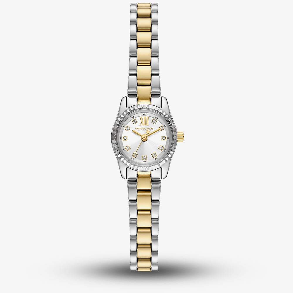 Michael Kors Lexington Quartz Gold White Dial Geniun Leather MK 4900 Watch Micro Lexington Leather Watch in OPTIC WHITE - Sale  main image 2