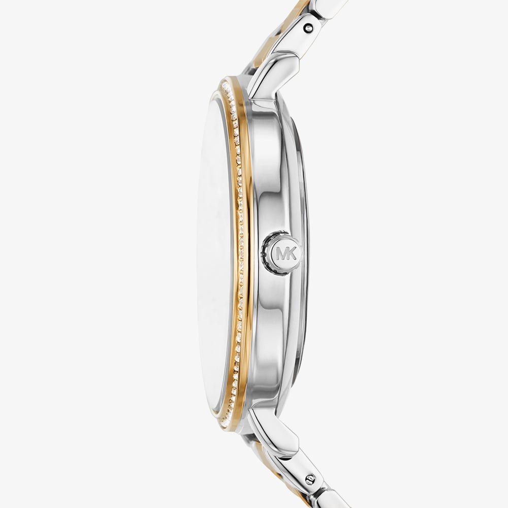 Michael Kors Ladies Pyper Two Tone White Dial Watch MK4918
