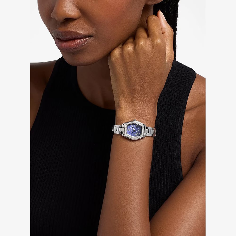 Michael Kors Ladies Petite Chelsea Pavé Blue Dial Silver - Tone Bracelet  Watch MK7621