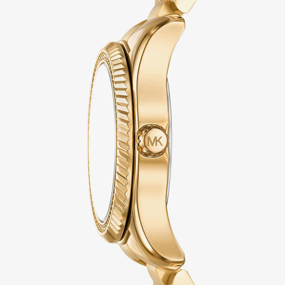 Michael Kors Ladies Mini Lexington Green Dial Gold - Tone Bracelet Watch MK7622